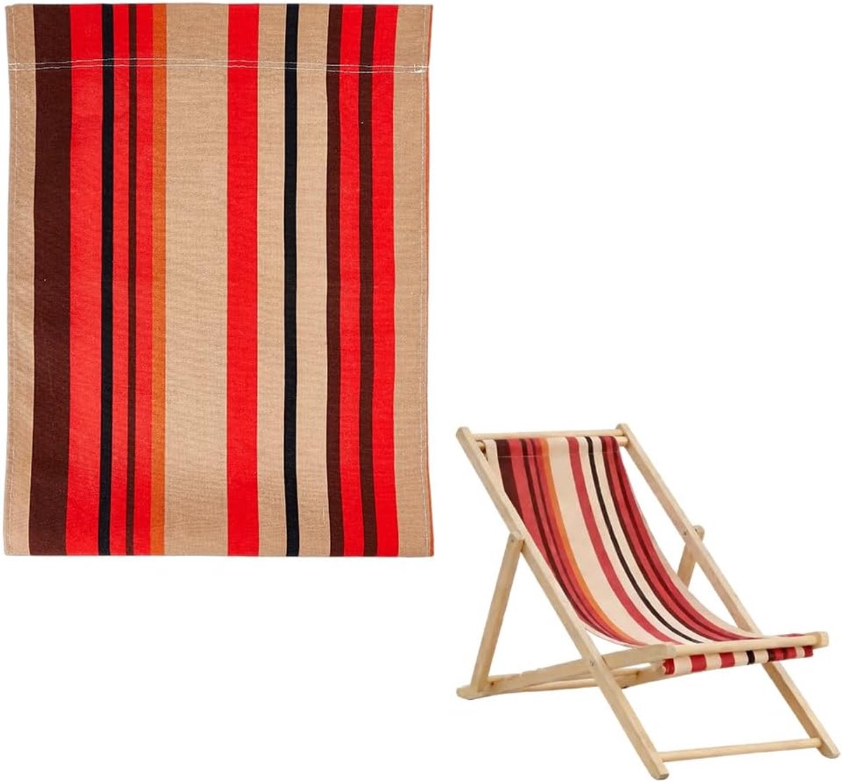 doek voor strandstoel, 116 cm x 42 cm, zandbruine strepen, eenvoudige slingerstoelen, stoffen loungestoel, vervangend canvas voor zonnebaden in de tuin, binnenplaats en strand