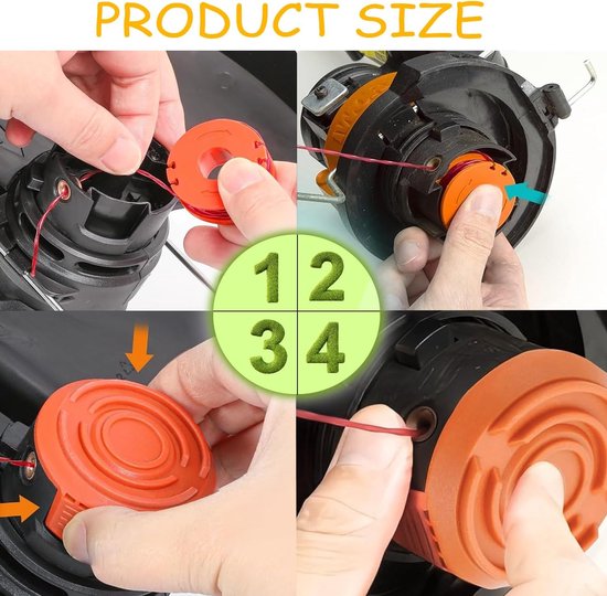 6 stuks grastrimmerspoel voor Worx McGregor MCT2X1825 CLGT18LG/1 WX150 WG163E WG157E grasmaaier grastrimmer spoel vervanging (Worx) — afbeelding 3