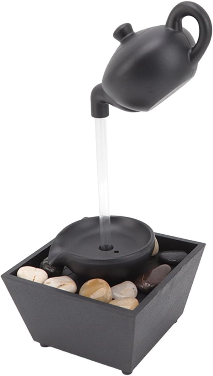 SnelShoppen - Drijvende Theepot Desktop-waterfontein met LED-verlichting, Stenen USB-batterijvoeding Tafelbladfonteinornament voor Binnentafeldecorati