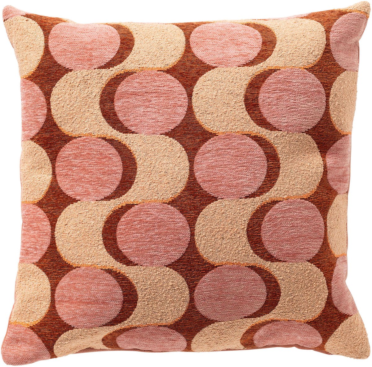 Dutch Decor MARLIJN - kussenhoes 45x45 cm - cirkelpatroon - Muted Clay - roze, oranje, beige - met rits - zonder binnenkussen