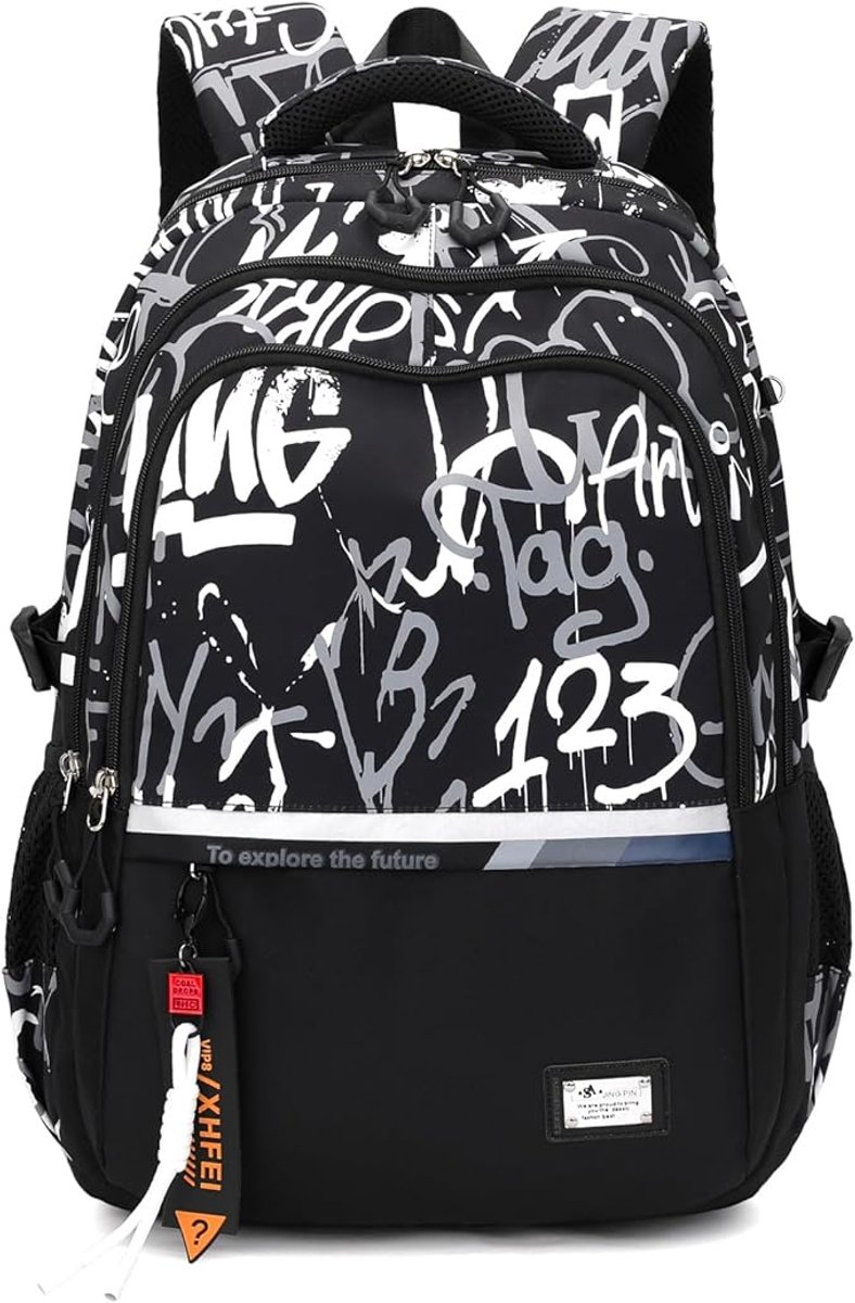 Rugtas - Back To School - Jongens - met Laptopvak - Schooltas - Zwart - Geschikt voor Laptop, School & Dagelijks Gebruik