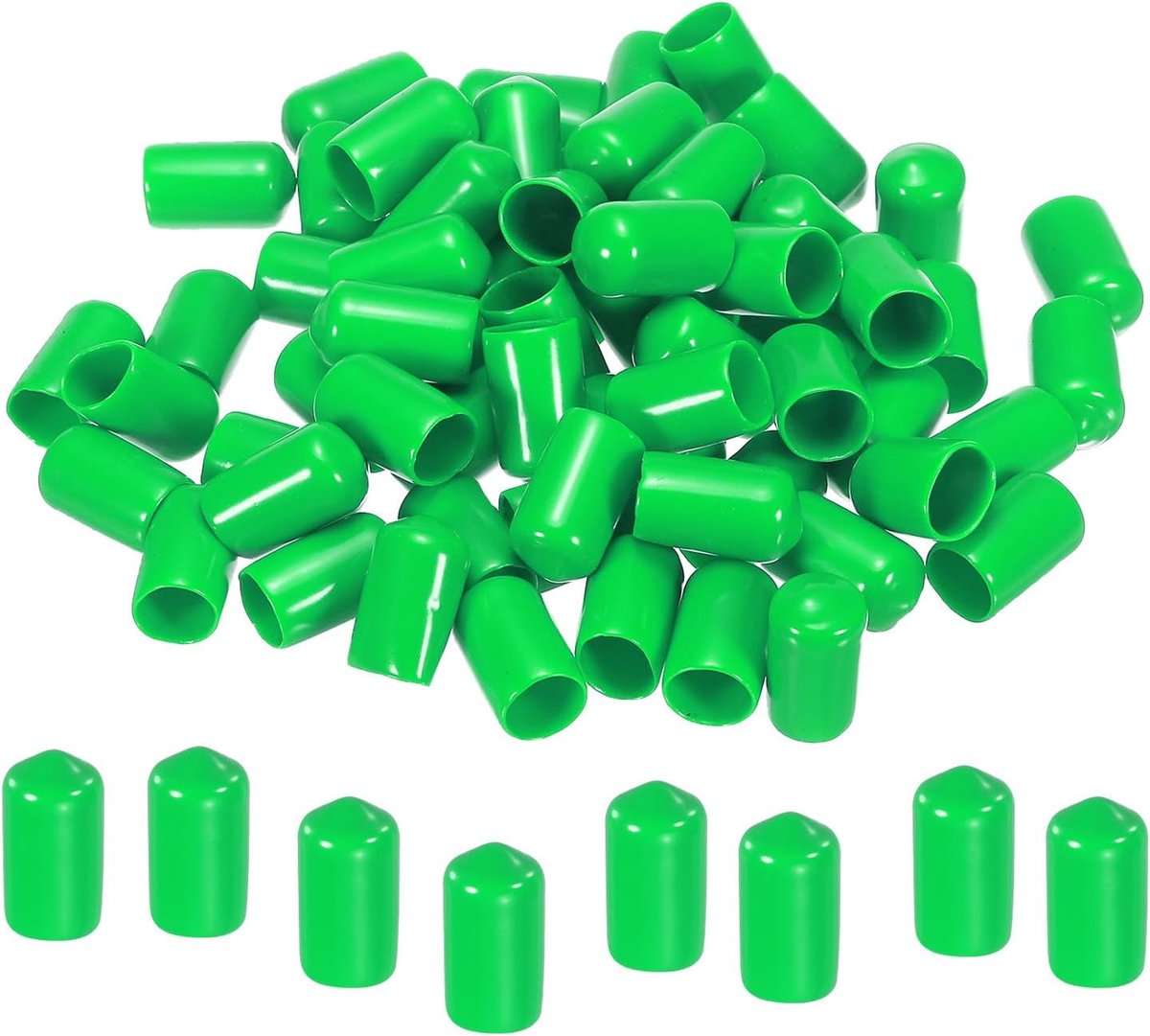 sourcing map Rubber eindkappen, 50 stuks, 12 mm, pvc, vinyl, schroeven, schroefdraad, beschermers, ronde draad, plankdoppen voor schroeven, bouten, buisleiding, hekpalen, groen