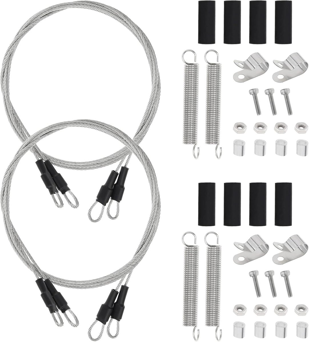 2 Sets RC Auto Stalen Touw Kits Compatibel met Trx4 Axiale Scx10 D90 D110 1/10 Crawler Afstandsbediening Auto Bescherming Touw en Bevestiging Clip Metalen