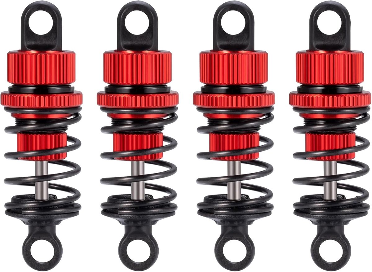 4-delige RC schokdemperset, olie RC voor achter aluminium demperset voor 1/10 Tamiya M-03/M-04/M-05/M-06 RC upgrade-onderdelen (50 mm rood)