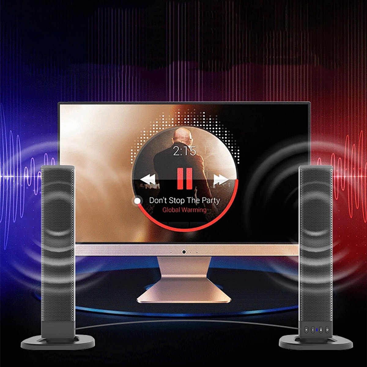 Ruijingsky Bluetooth-soundbar - Afneembare soundbar - Met 3D-surroundgeluid en subwoofer thumbnail 2