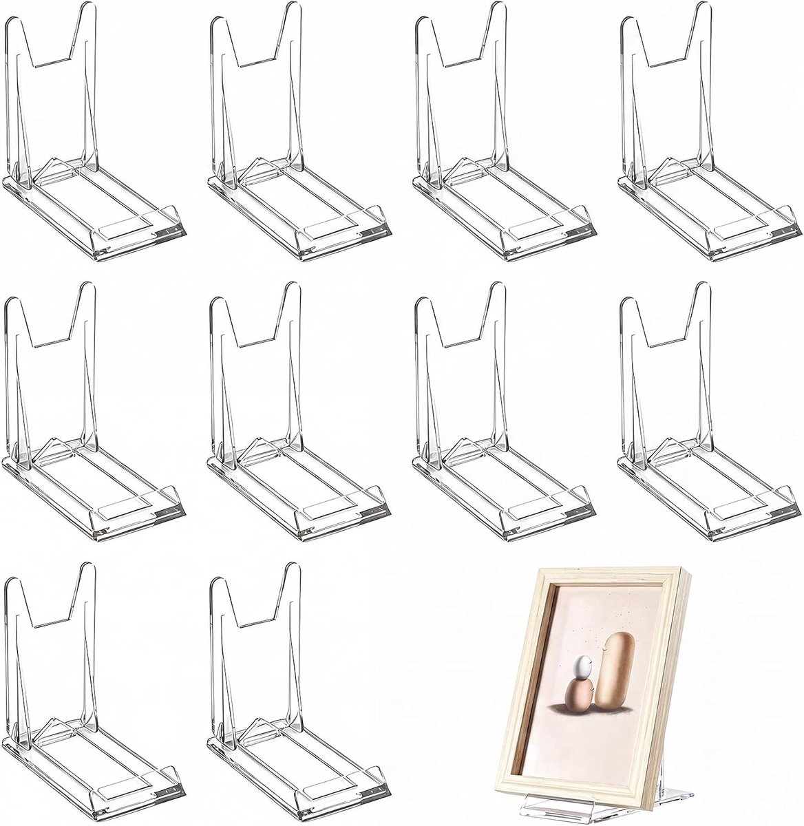 10 Stuks Acryl Trading Card Display Stand, Plastic Stands Kleine Verstelbare Clear Trading Card Stands voor Display PSA Graded Kaarten Sport Baseball Kaarten Foto's Plaatsen Telefoons Boeken