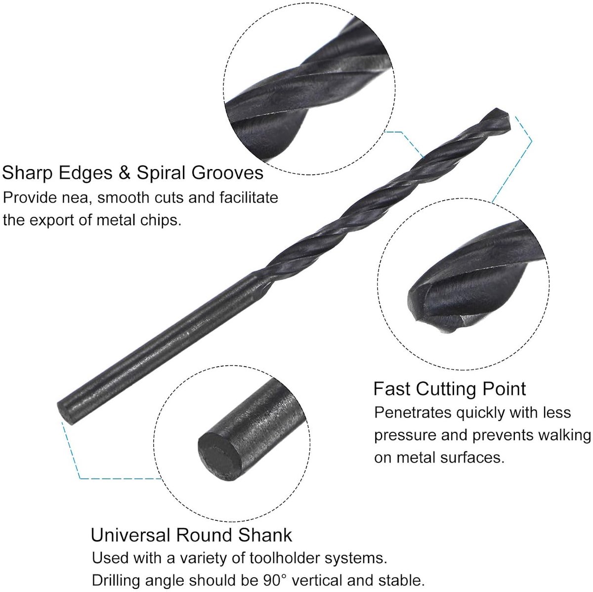 Metrische schroefdraadboor- en boorset, M4 x 0,75 schroefdraadboor en 3,2 mm zwarte oxide spiraalboor, rechte groef schroefdraadtap gereedschap reparatieset