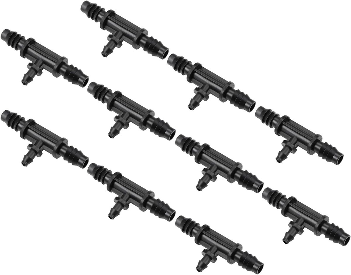 Weerhaak, druppelvormige T-buisaansluiting, 4 mm en 8 mm binnendiameter slang, fitting voor tuin, landbouwirrigatiesysteem, plastic, 20 stuks
