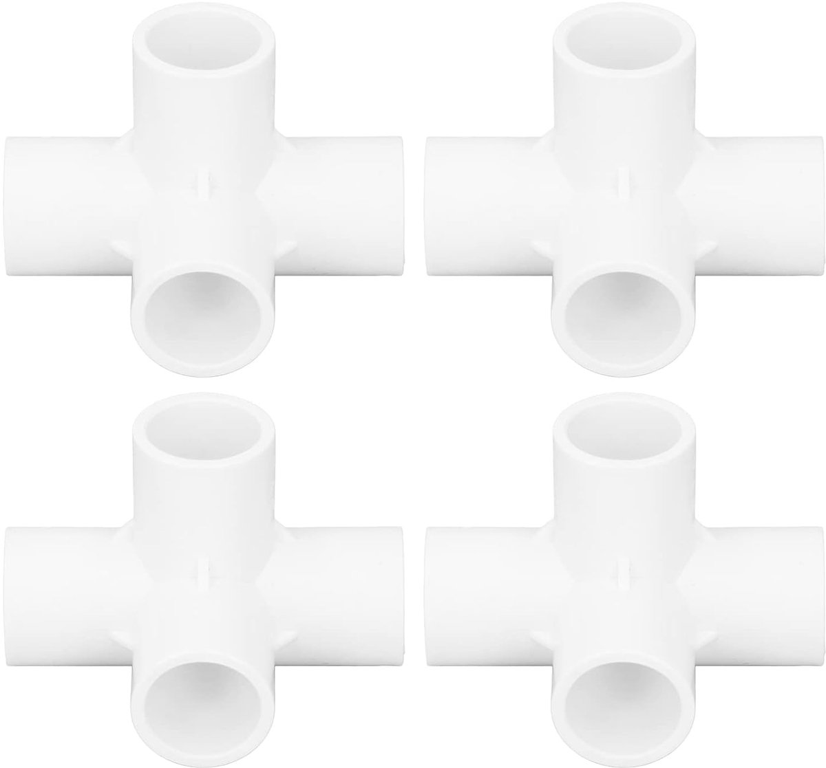 10 Stuks 4-weg PVC-fittingen 3/4 Elleboog Pijpconnectoren van Meubelkwaliteit voor PVC-plank Tuinsteunstructuur Opslagframe, Elleboogfittingen (Wit)
