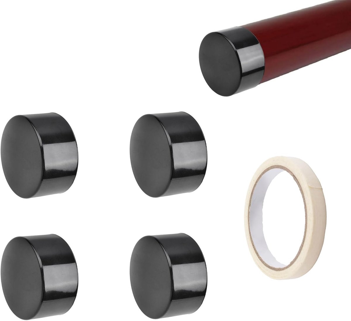eindkap, 4 stuks zwarte kunststof ronde leuning eindkappen trap stappen handrail einddeksel leuning fittingen voor 50 mm/1,96 inch leuning