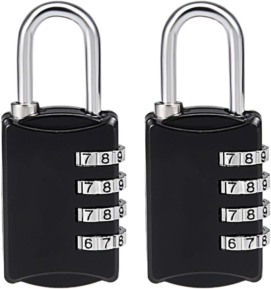 sourcing map 4-cijferig combinatieslot zwart, 4 mm code hangsloten van staal 2 stuks