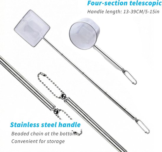 4 Stuks Uitschuifbaar Aquarium Visnet (13–39 cm) - Stevige Materialen, Compact Formaat, Voor het Vangen van Vissen en Garnalen in Aquaria — afbeelding 3