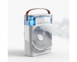 HHHK - Mini Luchtkoeler - Draagbare Luchtkoeler met Bevochtiger - Slaapkamer - Met Led Lamp - Mini Airco - Wit - Lichtgewicht