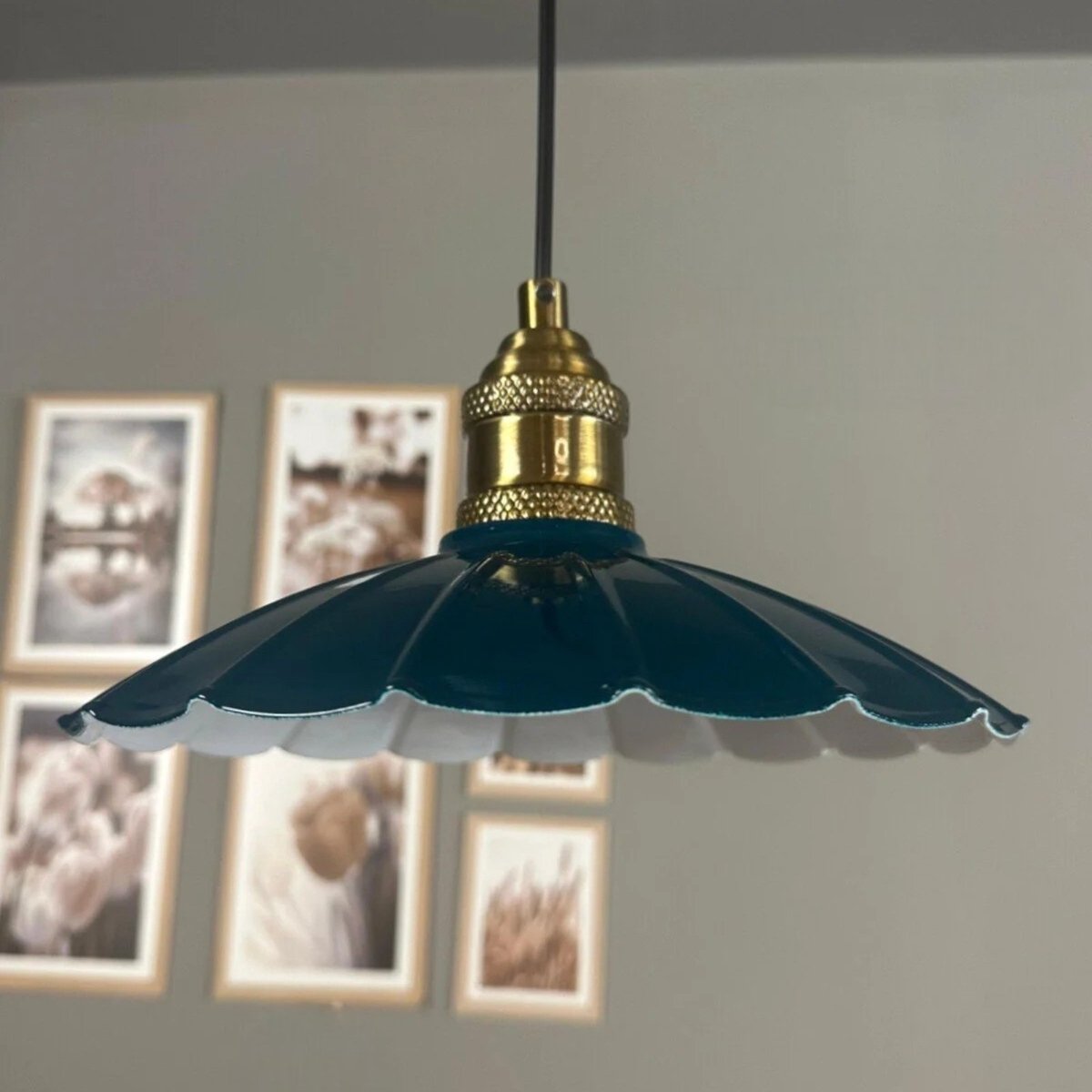 Bamyum Risso hanglamp, industriële Modern stijl, Ø35 cm, zeegroen metalen lamp