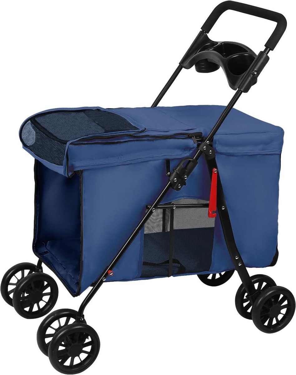 Opvouwbare Hondenwagen - Dierenbuggy Reiskar - Comfortabel Reizen - Met Eén Hand Inklapbaar - Tot 20 kg - Blauw