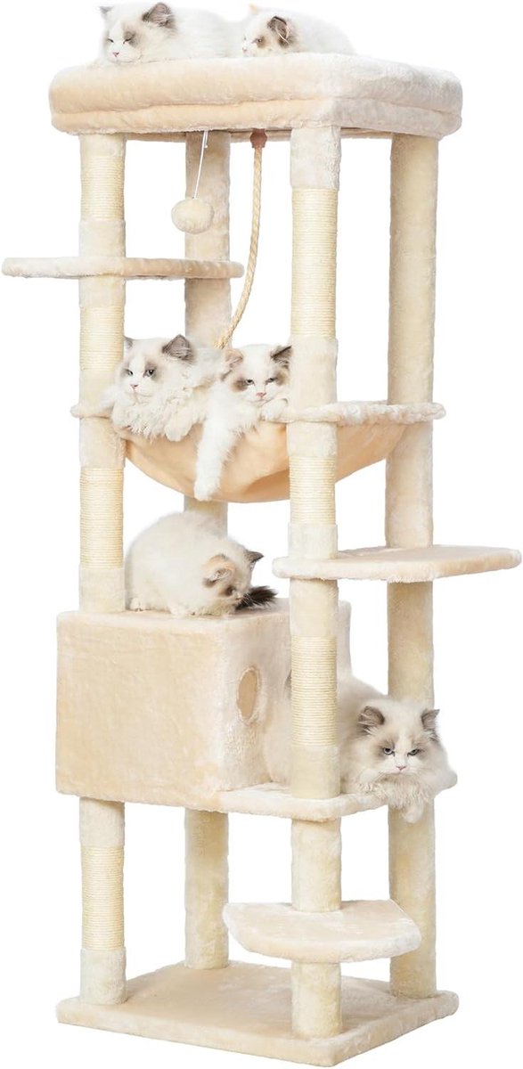 Krabpaal voor Grote Kat - Kattenboom met Manden - Katten Spelen en Rusten - Ruim Bovenste Platform