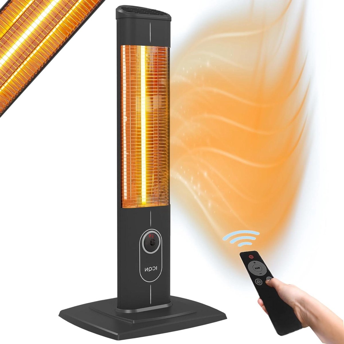 Vloerverwarming met Afstandsbediening - Staande Heater - Terras Verwarmen - Infrarood Carbon Technologie - 2300 Watt - Zwart