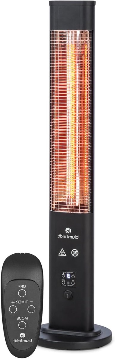 Terrasverwarmer - Warmtestraler Standkachel - Buiten Zitten - IR Comfort Heat - 1200 Watt - Zwart