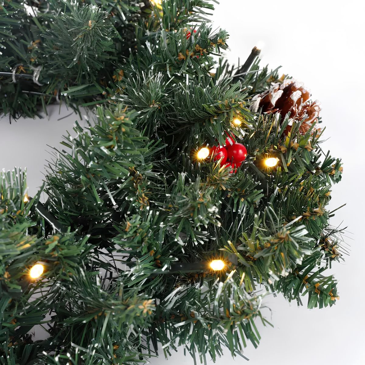 Black Box Trees Creston Kerstboom en Kerstkrans Set - 2 Kunstkerstbomen en 1 Krans met LED Verlichting - Groen – foto 5