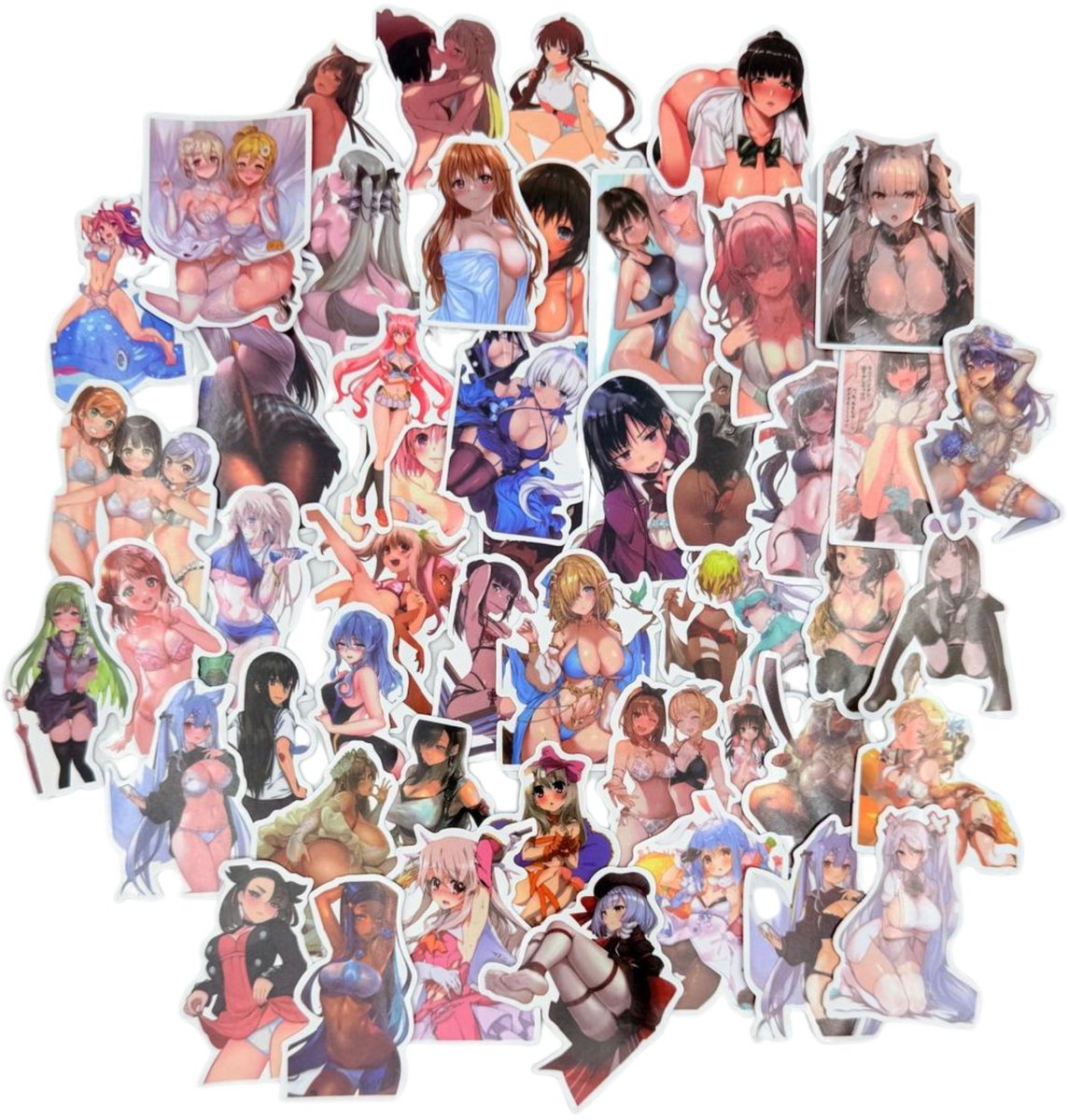 Hentai Waifu Stickers - 50 sexy dames - Vinyl stickers - Manga Girls NSFW