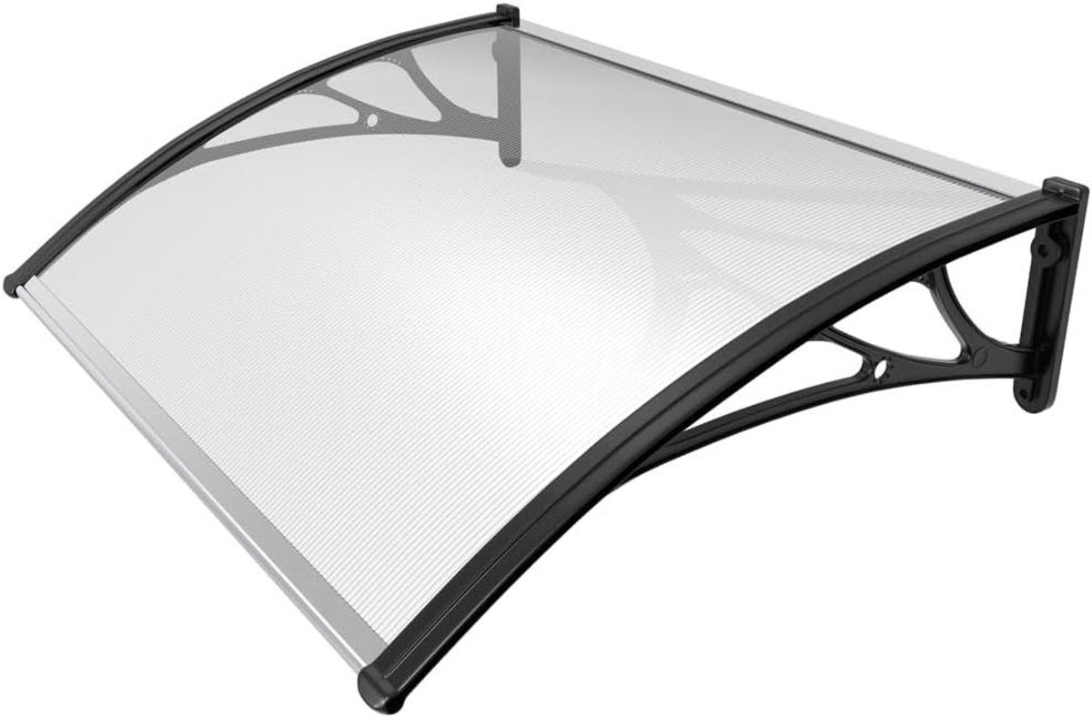 Deur Luifel - Overkapping Regen - Entree Beschermen - Verstevigd Polycarbonaat - 120 x 80 cm - Transparant Zwart