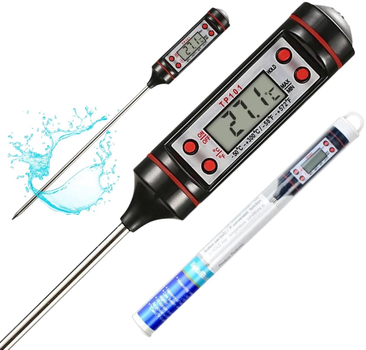Digitale keukenthermometer - hoge nauwkeurigheid - roestvrijstalen sonde - snelle meting - ShopVlot