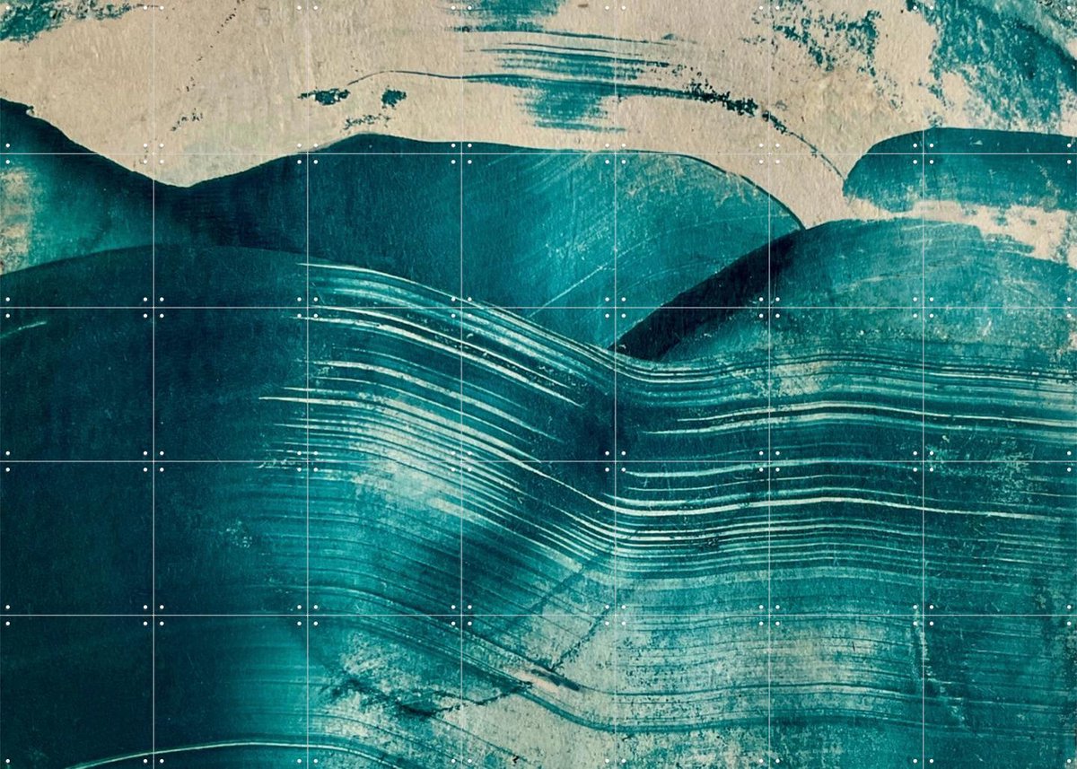 IXXI Big Blue Wave, RAR Kramer - 140 x 100 cm - Gratis ophangtool - Grote wanddecoratie en posters - Kwaststreken, Olieverf, Art Deco, Abstract