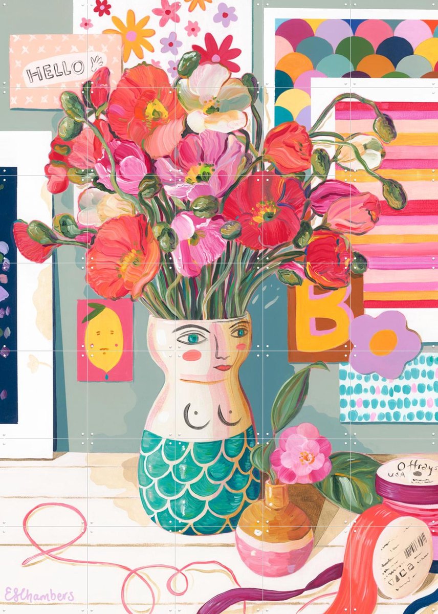 IXXI Mermaid And Miscellaneous, Libby Chambers - 100 x 140 cm - Gratis ophangtool - Grote wanddecoratie en posters - Modern, Illustraties, Speels