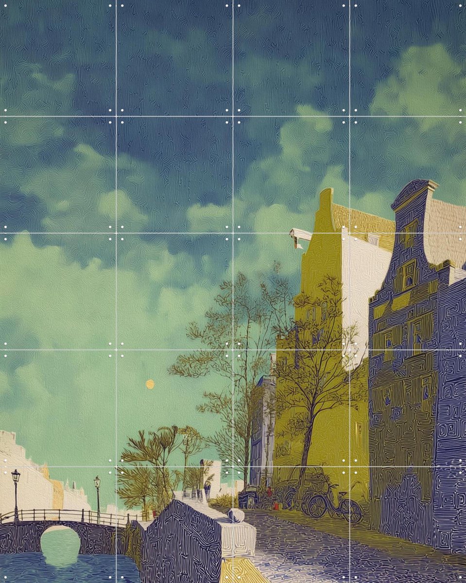 IXXI Amsterdam 5, Artclaud - 80 x 100 cm - Gratis ophangtool - Grote wanddecoratie en posters - Kleurrijk, Fantasierijk, Digitale Kunst, Illustraties