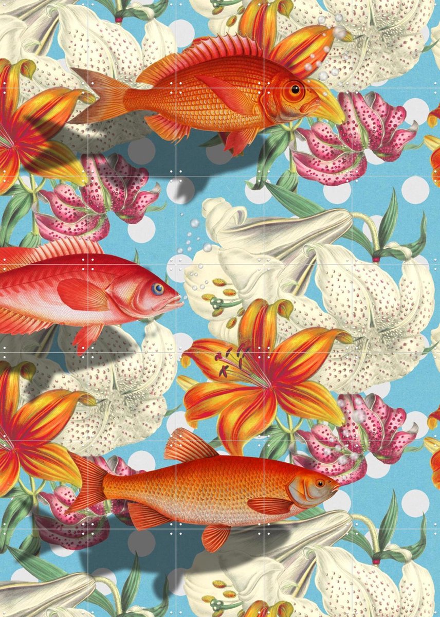 IXXI About Fish in Unexpected Places, Marja van den Hurk - 100 x 140 cm - Gratis ophangtool - Grote wanddecoratie en posters - Digitale Kunst