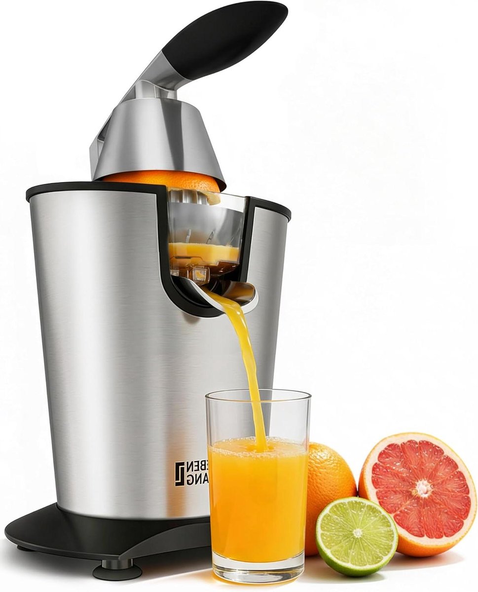 Elektrische citruspers - Sapcentrifuge - Vers sap maken - Krachtige 600W motor - 400 ml reservoir - Zilverkleurig