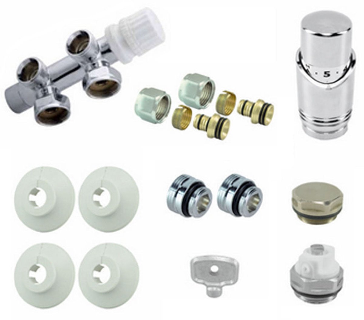 Riko Onderblok Set Haaks Rechts 16 x 2,0 mm - Chroom