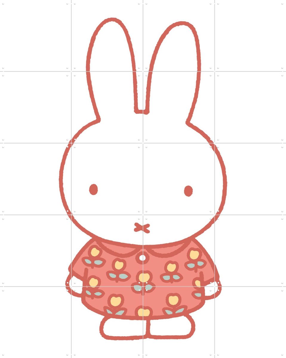 IXXI Nijntje met Tulpenjurk, Nijntje - 80 x 100 cm - Gratis ophangtool - Grote wanddecoratie en posters - Illustraties, Cartoonesk, Kinderkamer