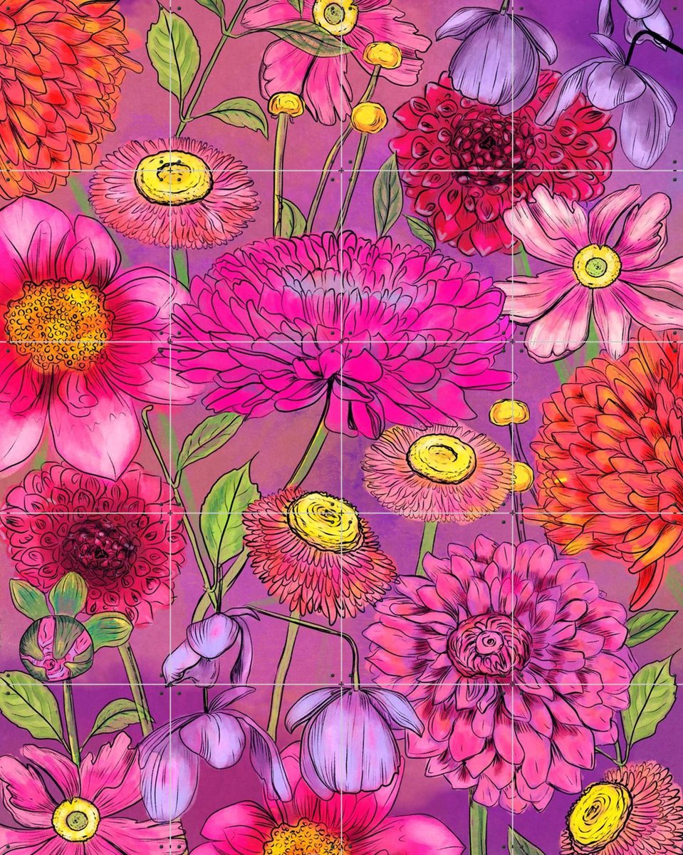 IXXI Sea of Flowers, Raissa Oltmanns - 80 x 100 cm - Gratis ophangtool - Grote wanddecoratie en posters - Illustraties, Digitale Kunst, Slaapkamer