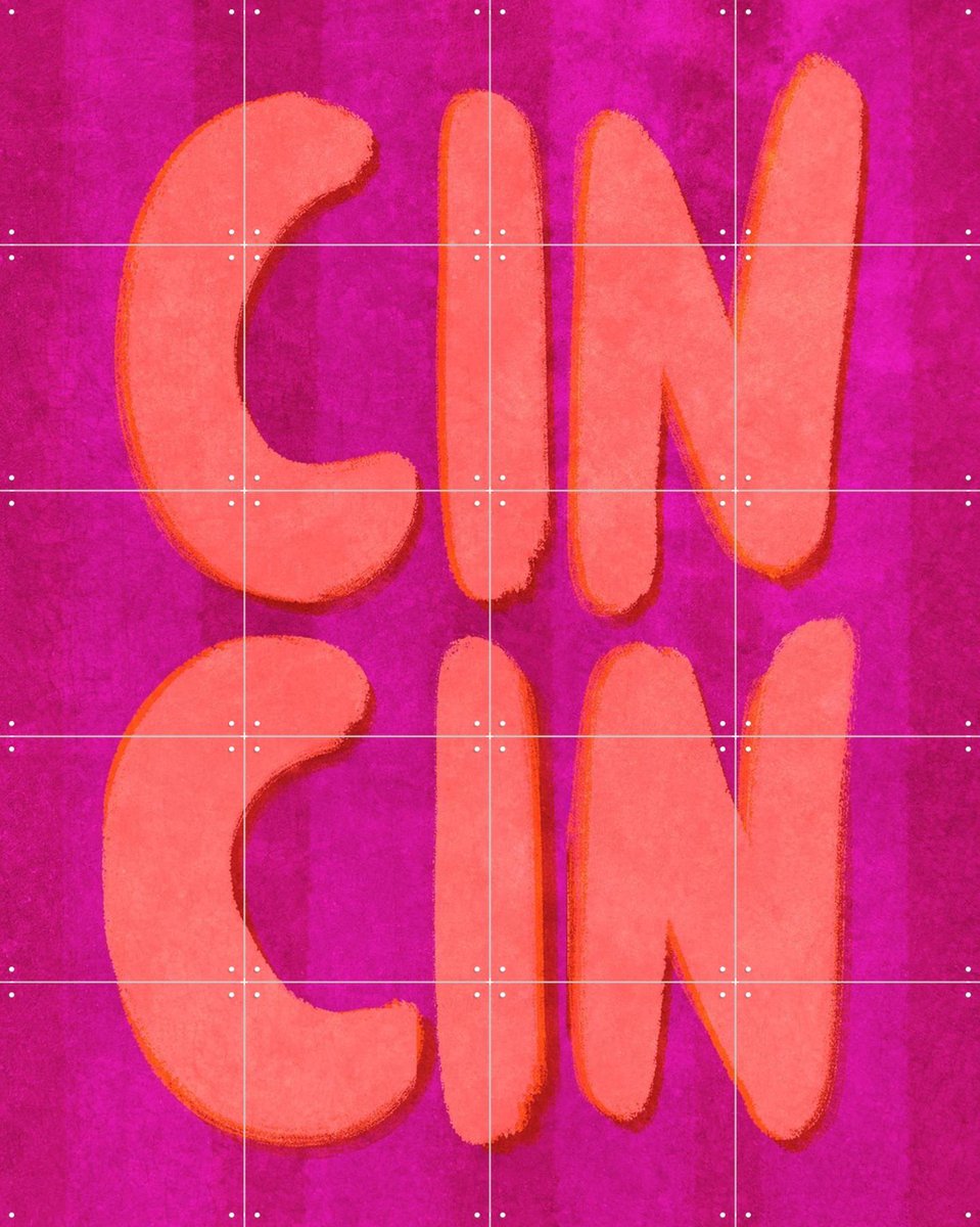 IXXI Cin Cin Handlettering, Raissa Oltmanns - 80 x 100 cm - Gratis ophangtool - Grote wanddecoratie en posters - Typografie, Speels, Modern