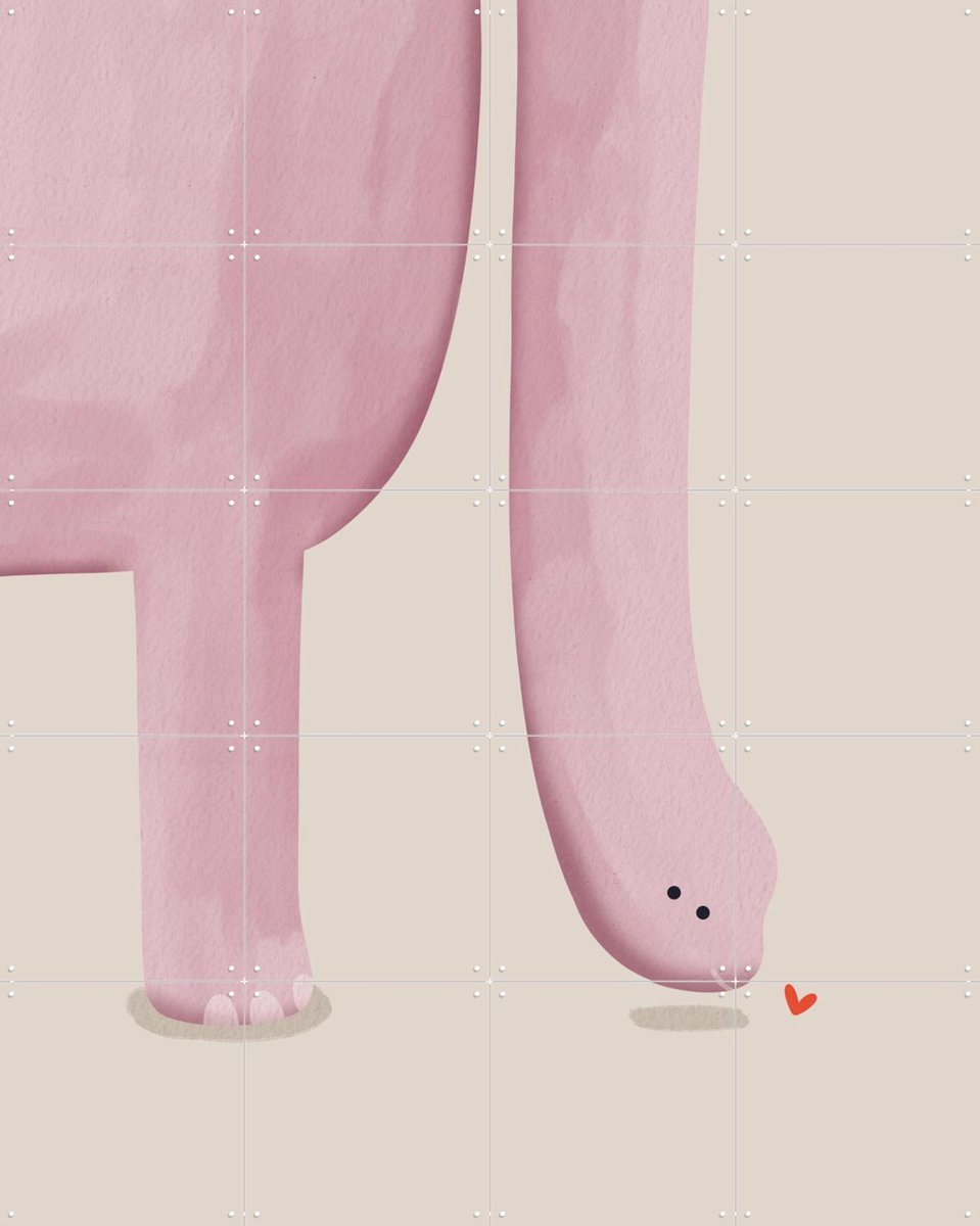 IXXI Dino Roze, Alijt - 80 x 100 cm - Gratis ophangtool - Grote wanddecoratie en posters - Illustraties, Fantasierijk, Cartoonesk, Modern, Speels