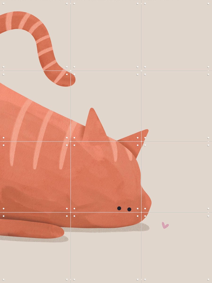 IXXI Poes, Alijt - 60 x 80 cm - Gratis ophangtool - Grote wanddecoratie en posters - Strepen, Speels, Modern, Cartoonesk, Kleurrijk, Babykamer