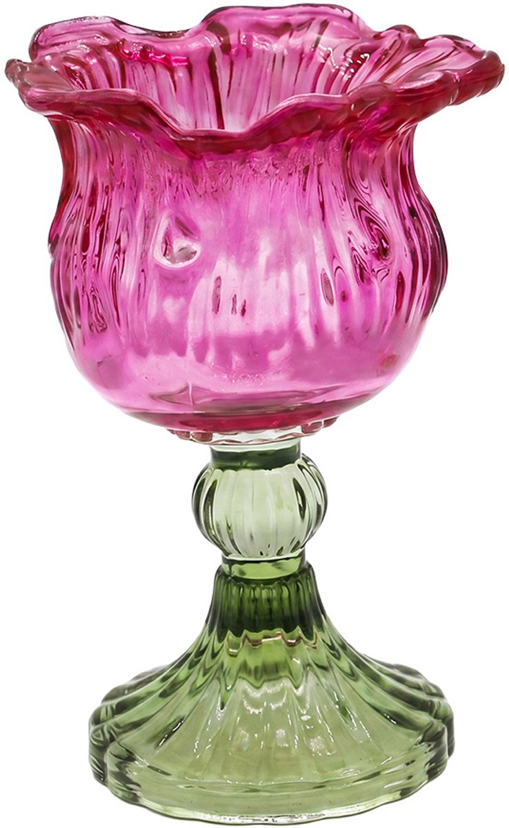 Clayre & Eef Waxinelichthouder Roze Glas
