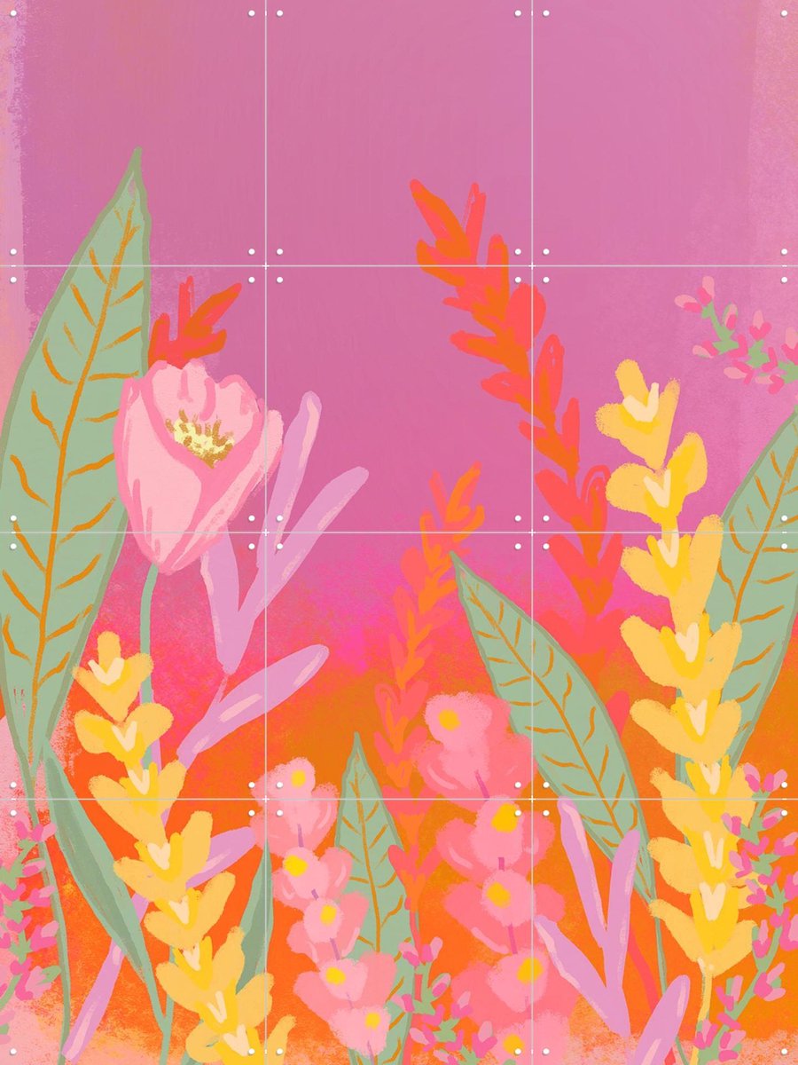 IXXI Abstract Flower Garden, Raissa Oltmanns - 60 x 80 cm - Gratis ophangtool - Grote wanddecoratie en posters - Speels, Digitale Kunst, Fantasierijk