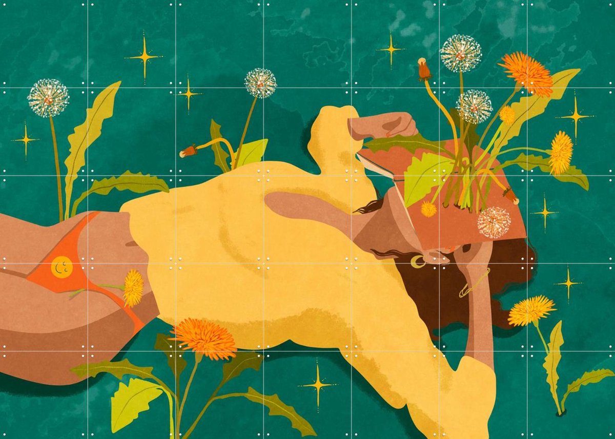 IXXI Fall Apart Grow Again Like A Dadelion, Raissa Oltmanns - 140 x 100 cm - Gratis ophangtool - Grote wanddecoratie en posters - Illustraties