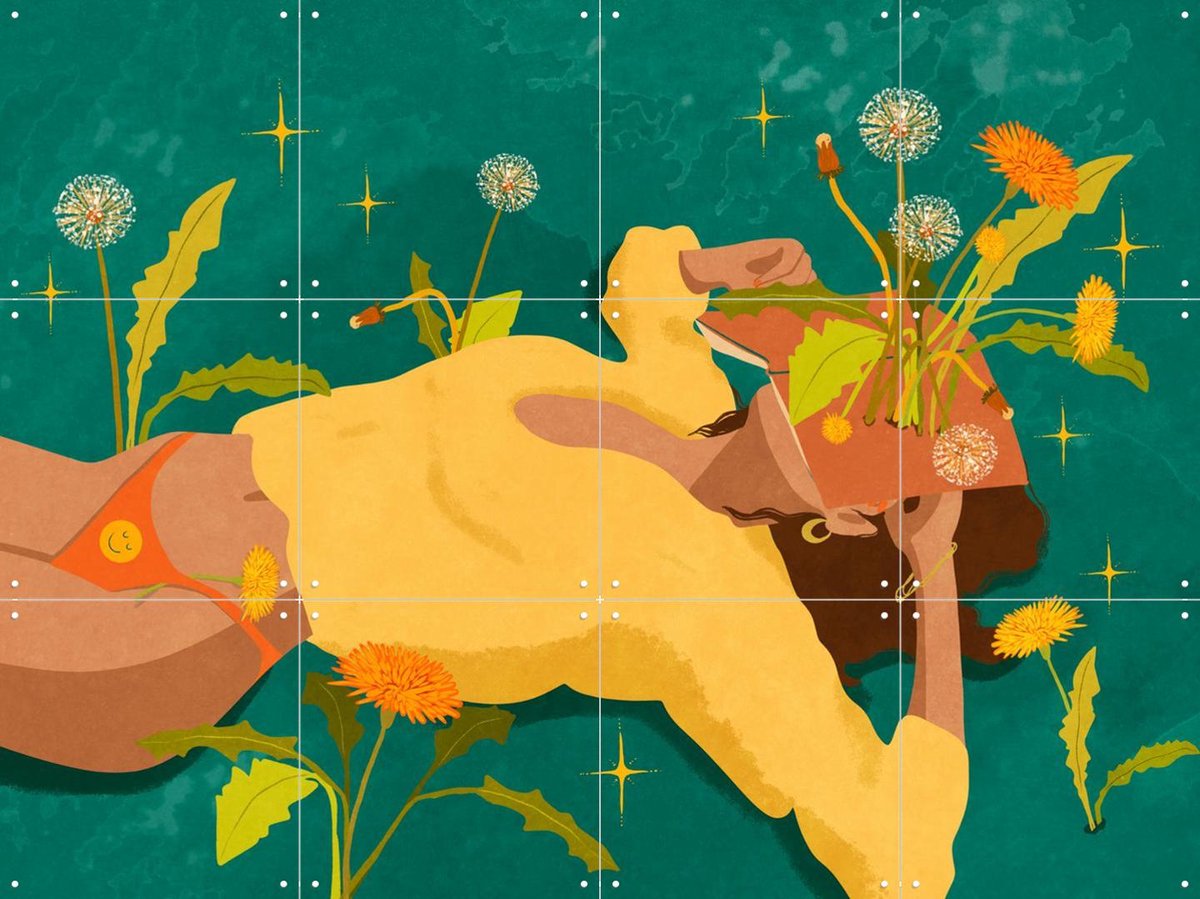 IXXI Fall Apart Grow Again Like A Dadelion, Raissa Oltmanns - 80 x 60 cm - Gratis ophangtool - Grote wanddecoratie en posters - Illustraties, Modern