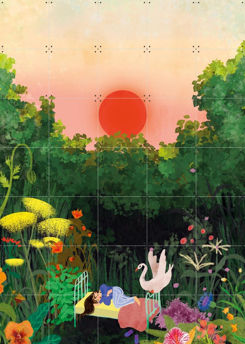 IXXI Ontwaken, Esther Sepers - 100 x 140 cm - Gratis ophangtool - Grote wanddecoratie en posters - Illustraties, Kleurrijk, Speels, Surrealisme