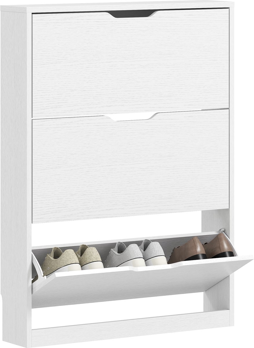 HOMCOM neerklapbare schoenenkast - Spaanplaat - 80 x 17 x 108 cm - Wit