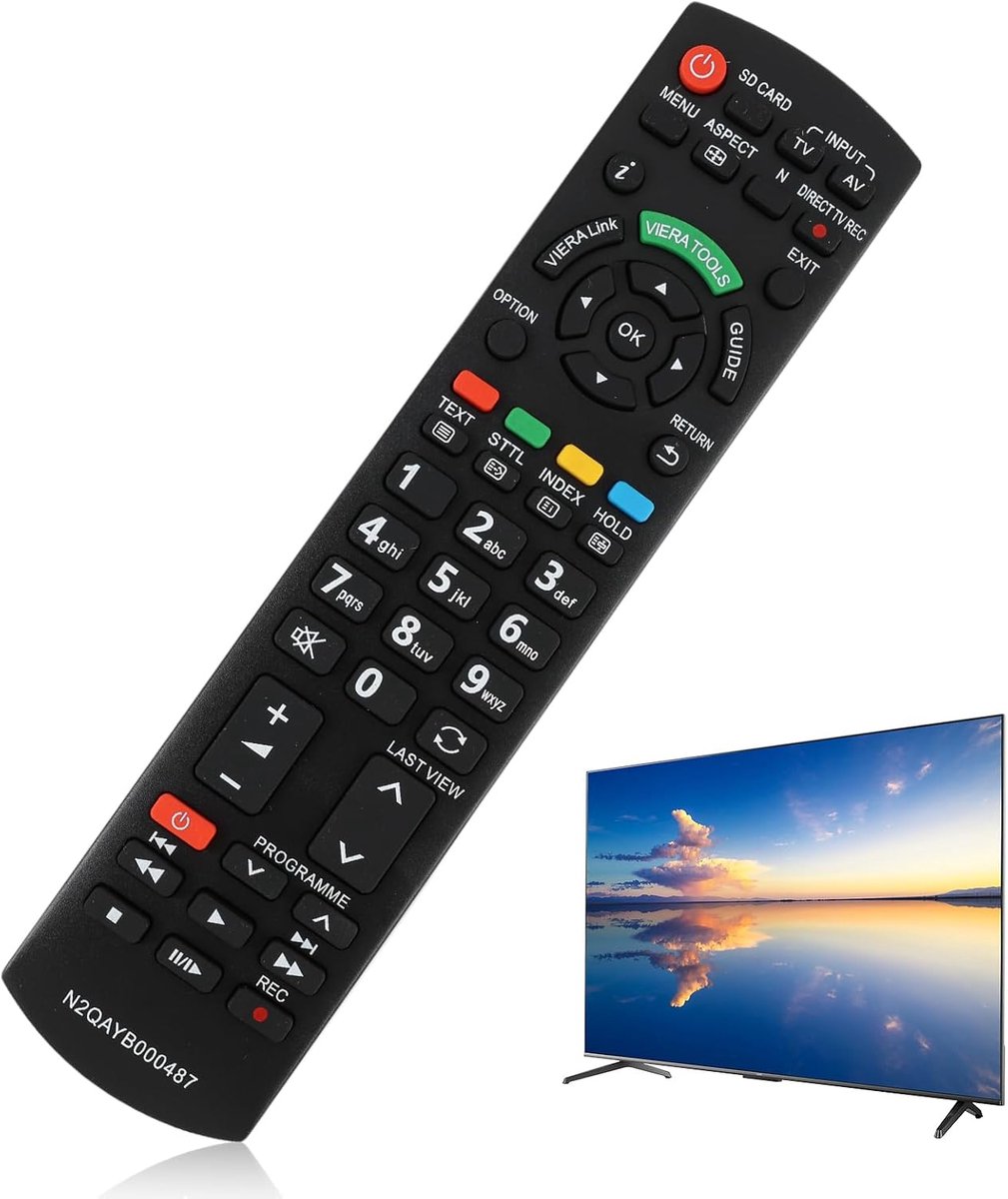 SnelShoppen - Universele Vervangende Afstandsbediening voor Panasonic Viera TV, HD, LCD, LED, Geen Configuratie Vereist, Directe Bedieningsfunctionali