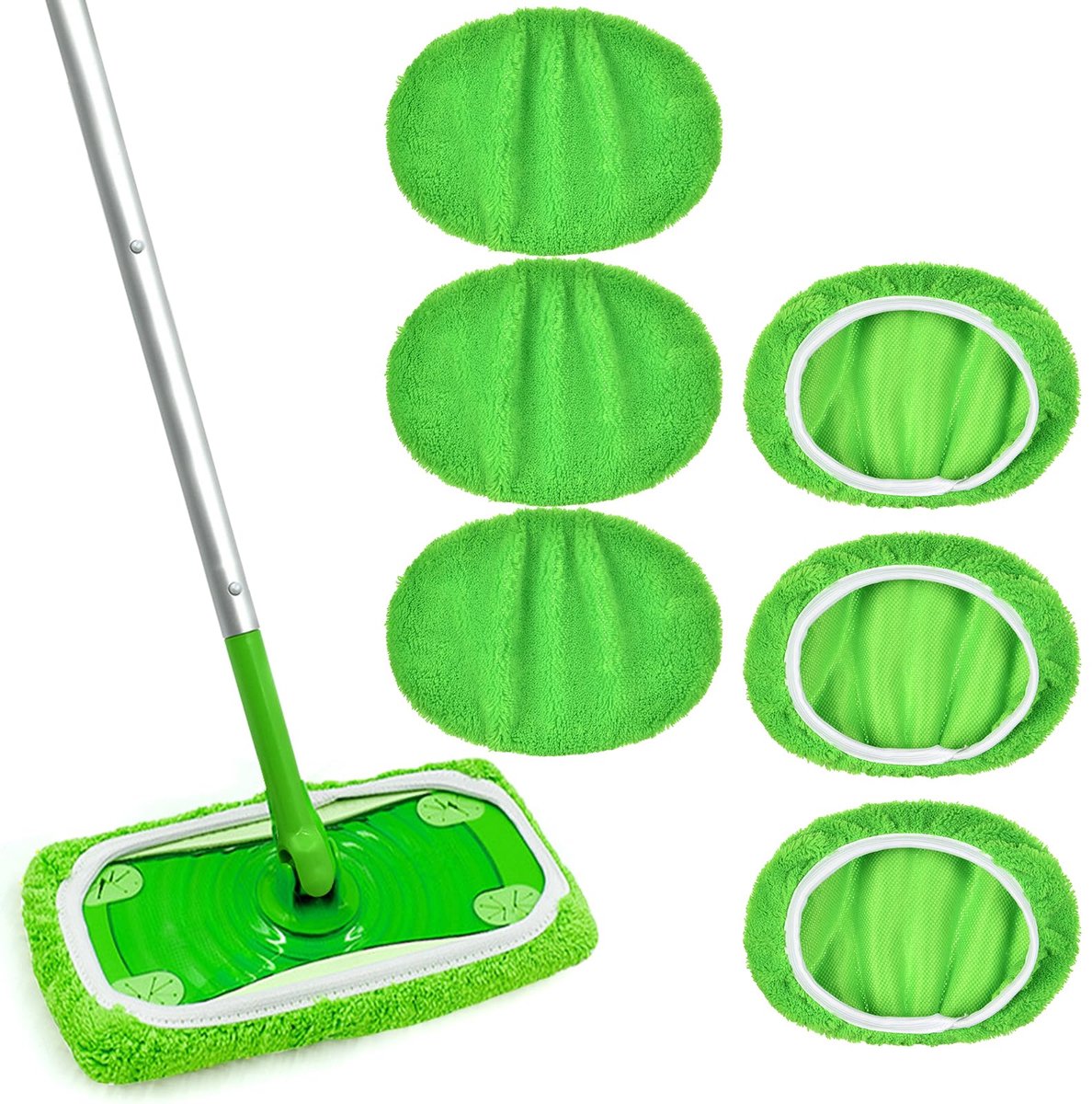 herbruikbare moppads voor Swiffer vloermoppen, 6 stuks dweil vervanging voor Swiffer vloermoppen wasbare microvezelmop, dweilpads voor het reinigen van oppervlakken/hardhouten vloeren