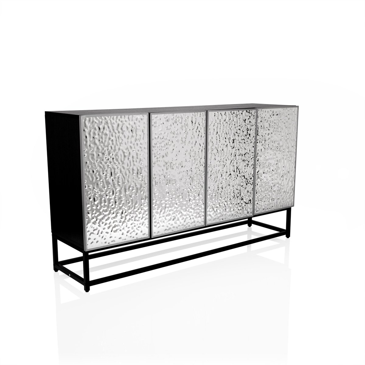 Sideboard / ladekast METALLIO 140 x 37 x 80 cm 4 deuren zilver hjh LIVING