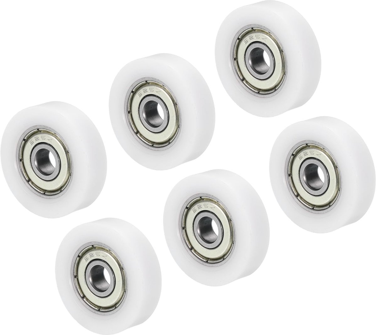 Nylon-rolwiel 6x28x7,5 mm, pakket van 6 stuks 608zz kogellager glijdende transportrol voor deurvensterladehardware-aandrijfmechanisme, wit