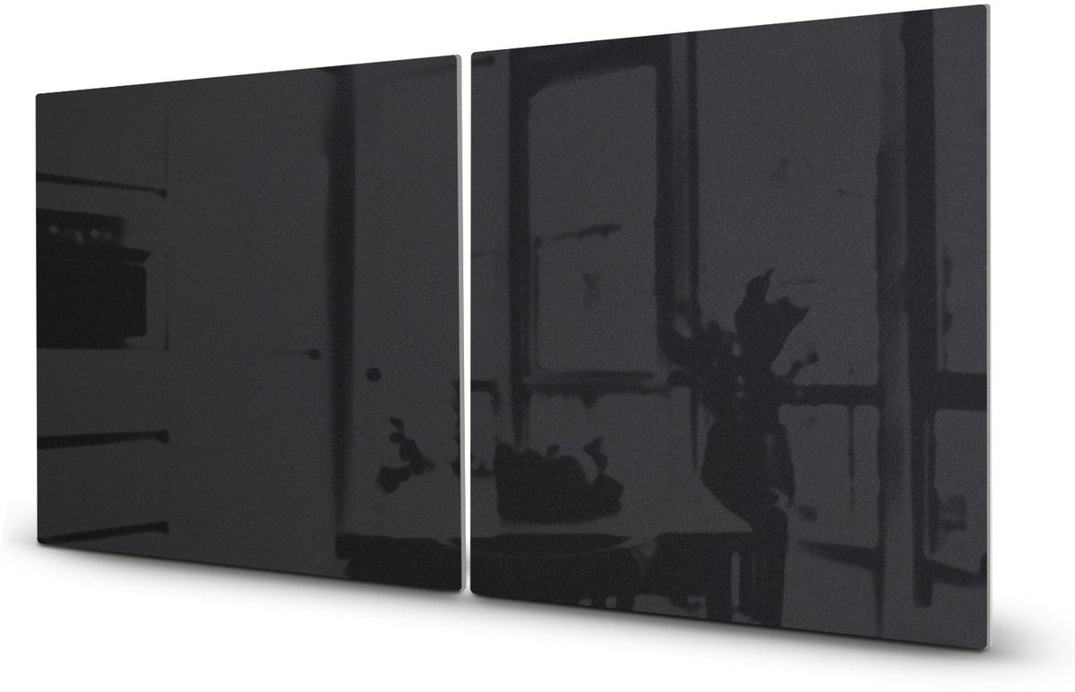 Mydesignglas Glazen Inductie Beschermer - Krasvrij Gehard Glas met Antislip - Afdekplaat voor Kookplaat - Spatscherm Achterwand Keuken - Zwart - 2x45x52