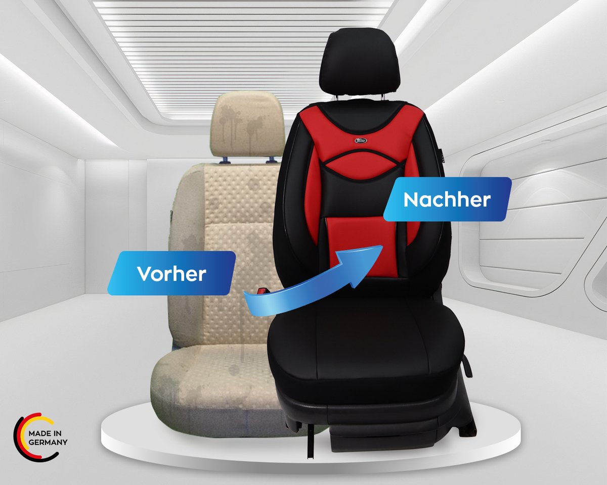 Autostoelhoezen voor BMW 1er Bj ab 2017 – Stoelhoezen voor bestuurder en passagier in Zwart/Rood
