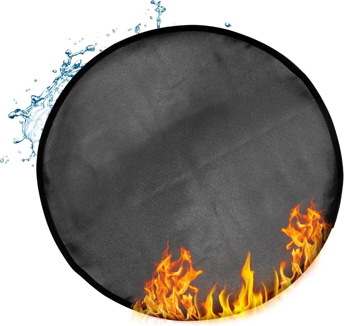 Ronde vuurvaste mat - Hittebescherming onderlaag - Terras beschermen - Dubbelzijdig vuurvast - 50 cm diameter - Zwart